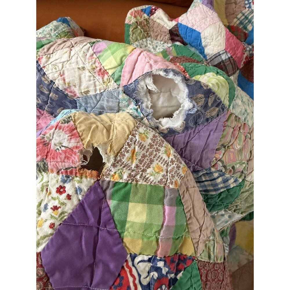 Multicolor Patchwork Quilted Throw Quilt, Rectangular Patchwork Pattern - Picture 5 of 7